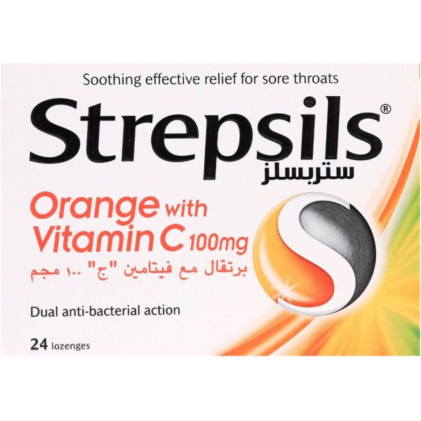 STREPSILS ORANGE WITH VITAMIN C LOZENGES 24'S