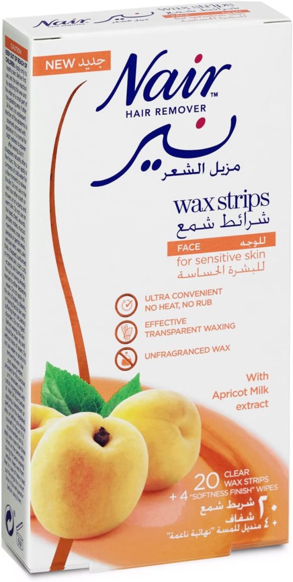 NAIR HAIR REMOVAL FACE WAX STRIPS APRICOT 20'S